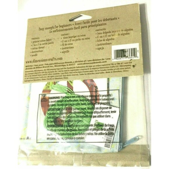 CROSS STITCH KIT Dimensions Peace Zipper Pouch 72-73691 Embroidery Sealed 7"x5" - Picture 2 of 3